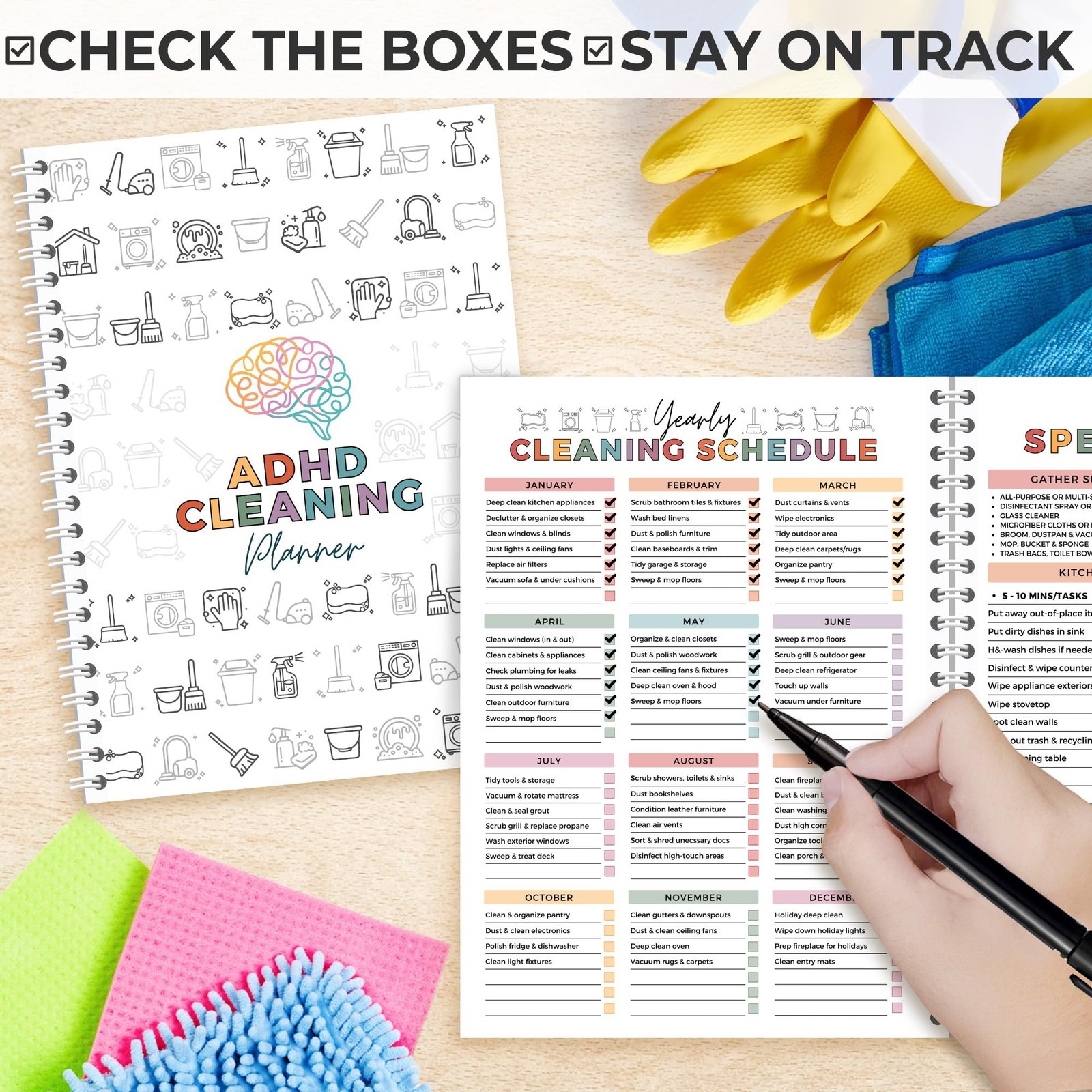 ADHD Cleaning Planner for Adults and Teens, Clean 1 Pack, Multi-colored