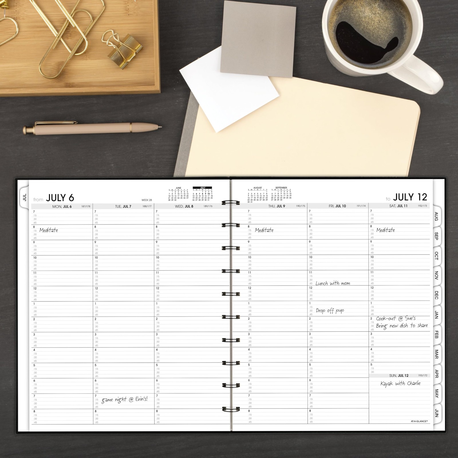 AT-A-GLANCE Planner 2026-2027 Weekly & Monthly Academic 9 x 11 inches, Black