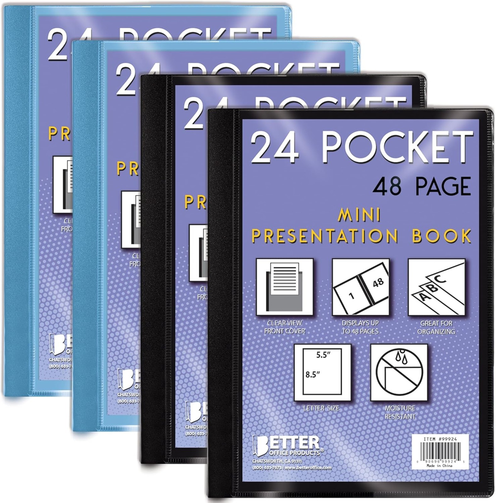 Mini Presentation Book 5.5 x 8.5 Inch Poly Small Booklets 24 Pockets 48 Pages