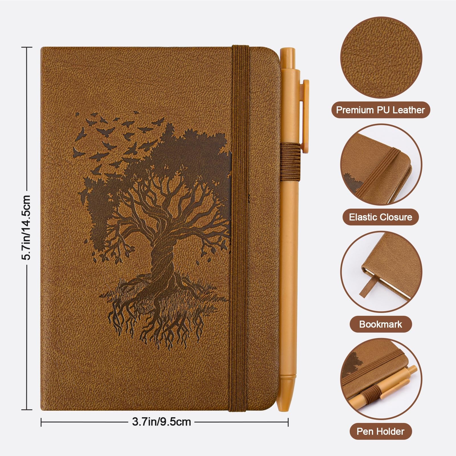OMEYA Lined Pocket Notebook Journal: 3 Pack Small Notebooks Multicolor (Tree)