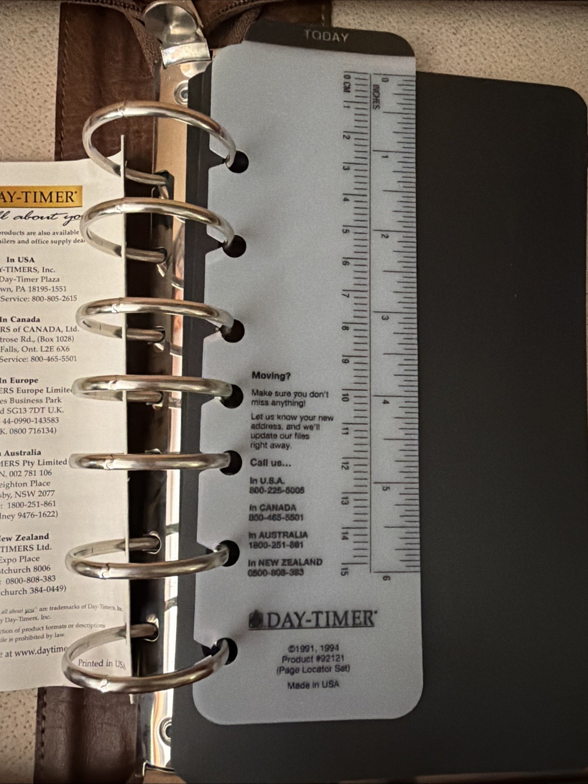 Day Timer Planner BrownLeather Organizer Binder Zip 7 Ring 8×10” e2997 92121 USA