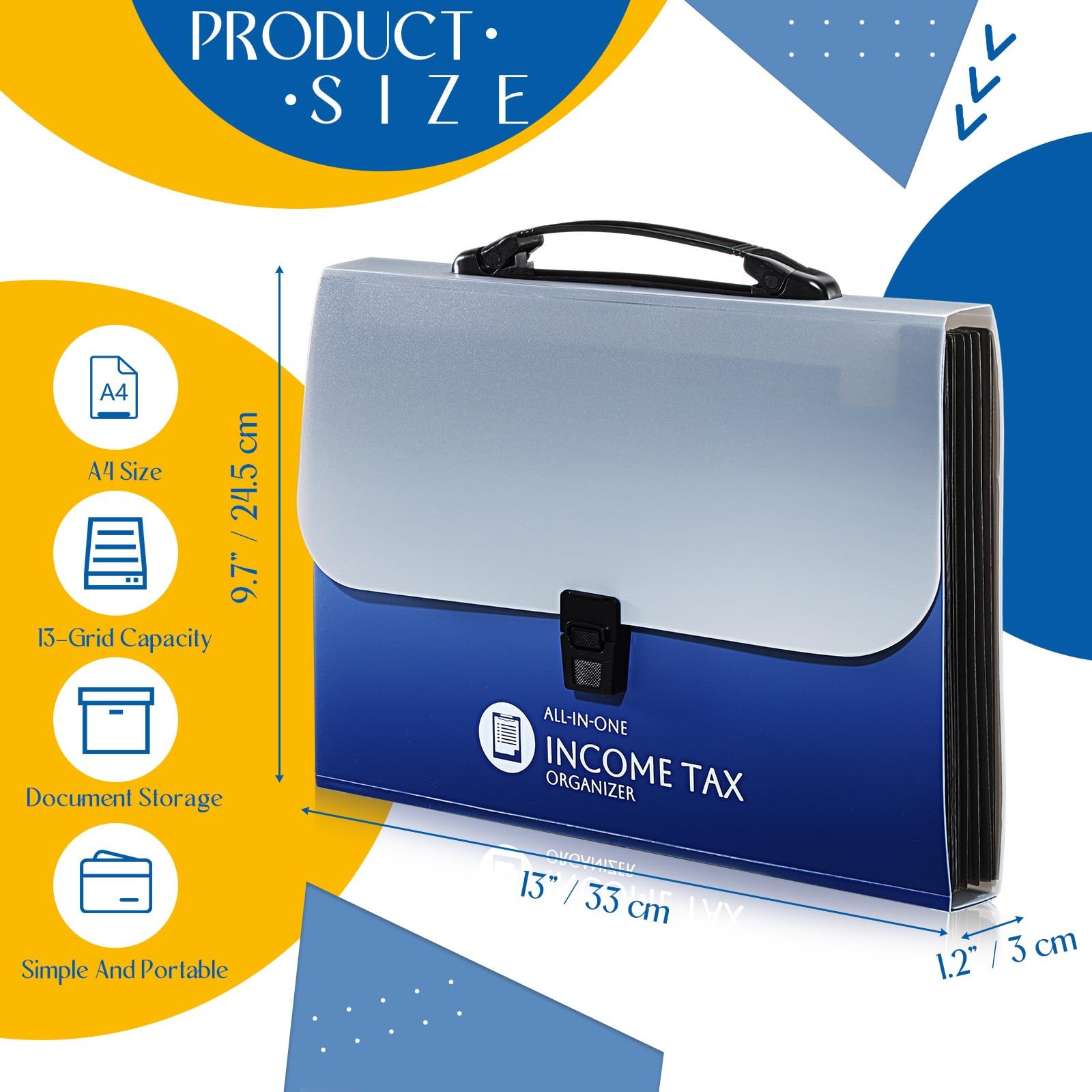 Janlaugh 1 Set Tax Record Organizer All in One Income Document Blue