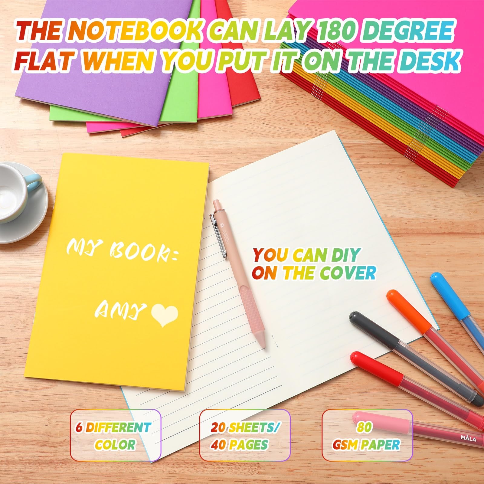 Gueevin 6 Pcs Blank Books to Write Stories 5.5 x 8.3 inches, Classic Colors
