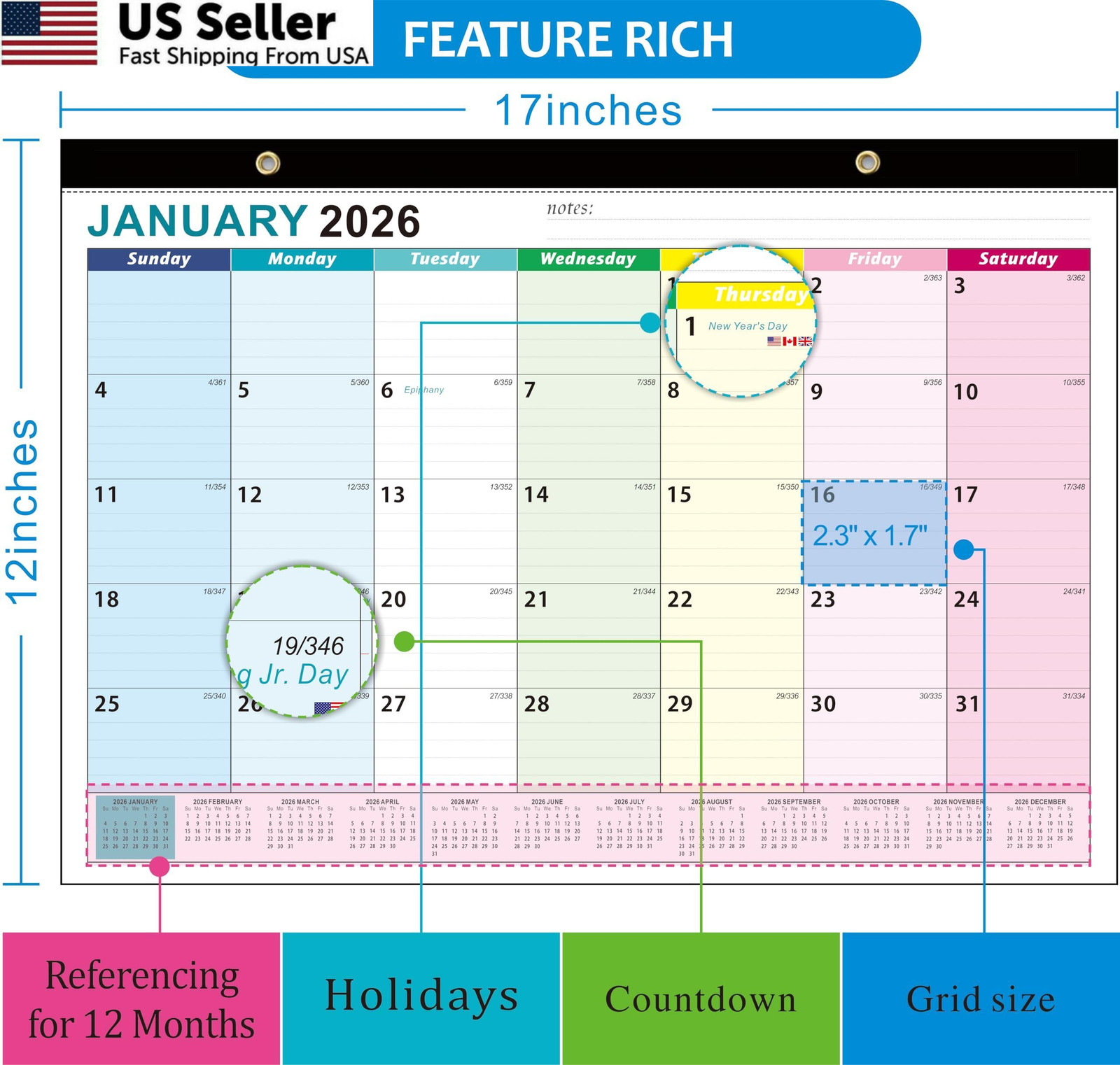 2026 Desk Calendar, AgePlace Wall 17″ X 12 “, OSF(January 2026 to June 2027)