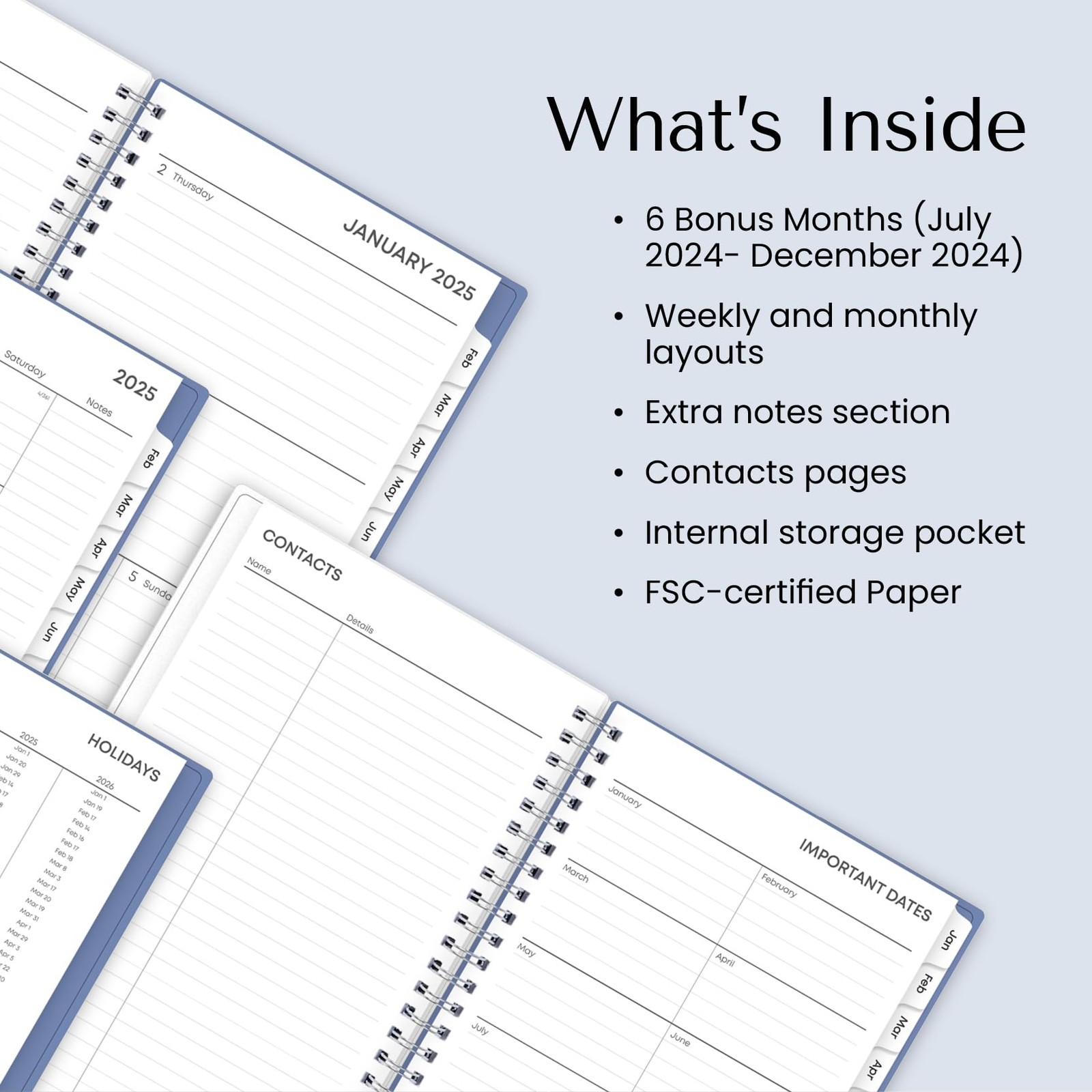 Blue Sky 2025 Weekly Monthly Planner Calendar 5×8 Flexible Cover Wirebound