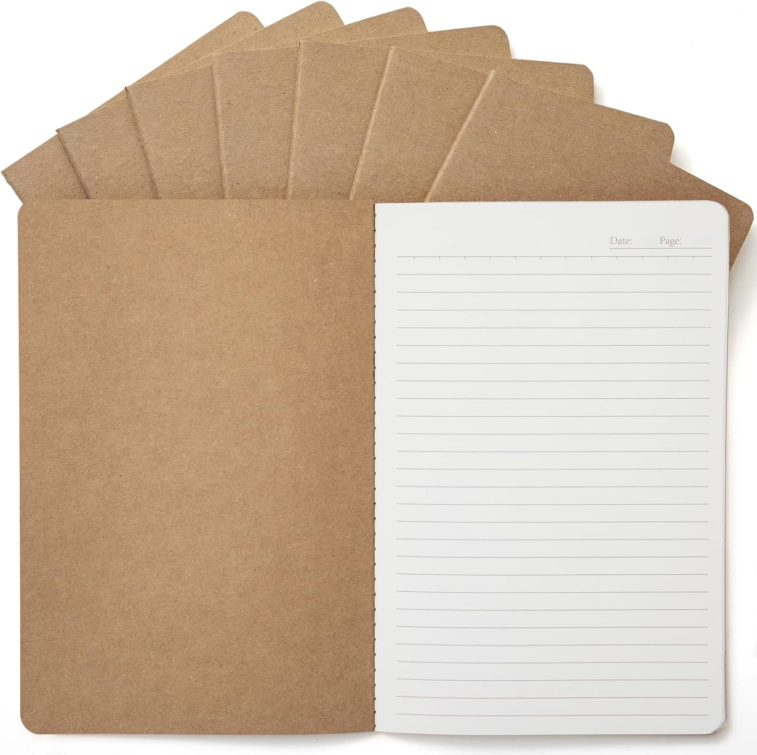 8 Pack A5 Kraft Notebooks 60 Pages Lined Journals 8.3×5.5 School Office