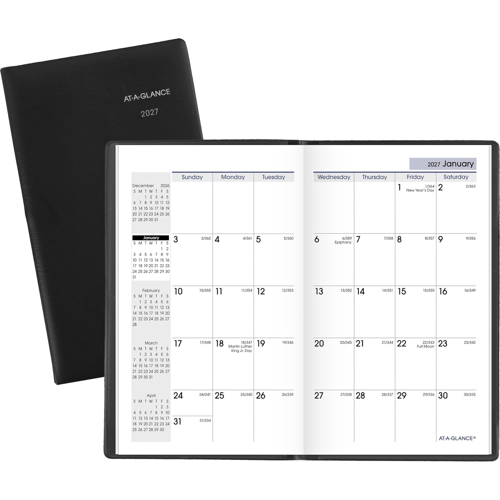 AT-A-GLANCE 2027 Planner, Monthly, 14-Month Dec-Jan, 3.5″ x x 6″, Black