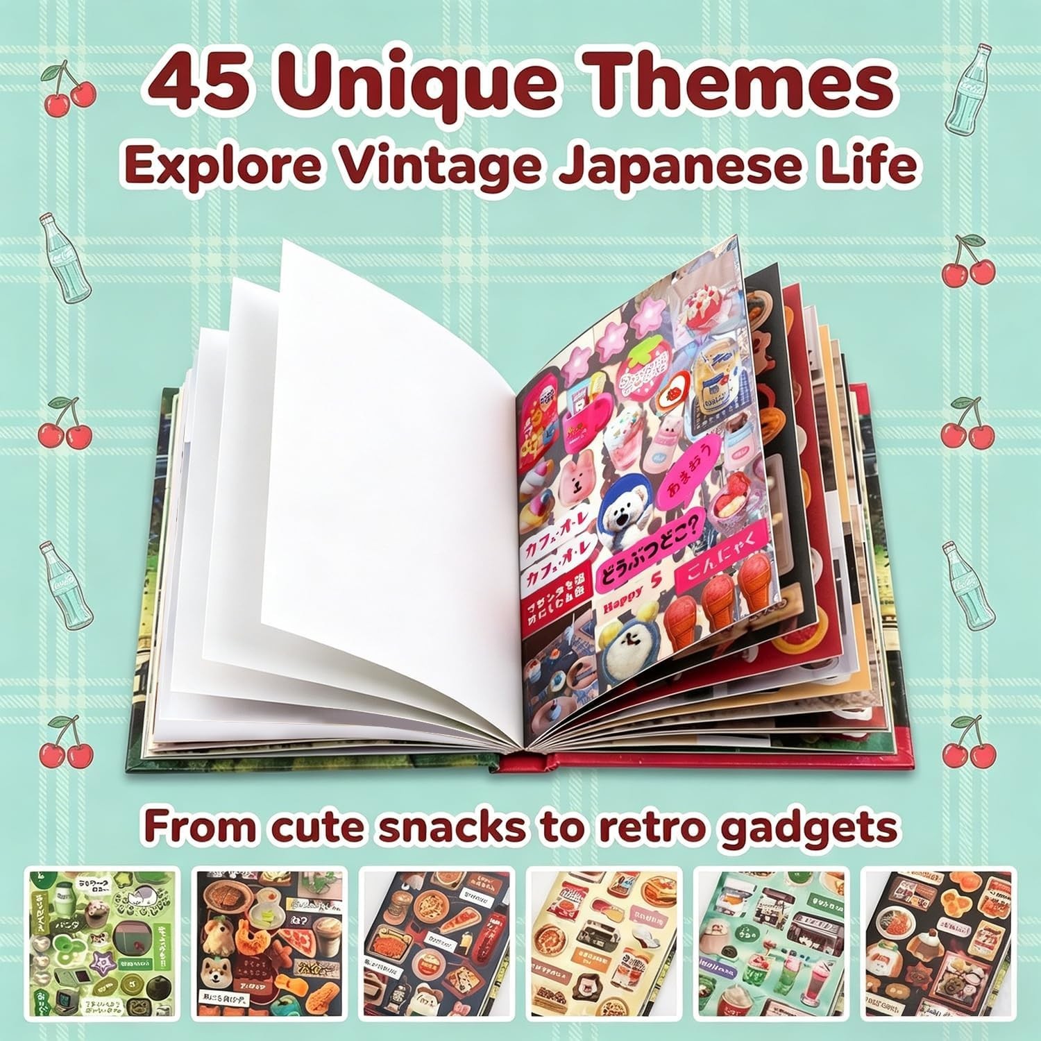 45 Sheets Japanese Sticker Book for Scrapbook 800+Pcs Heisei Retro Manga Styl…