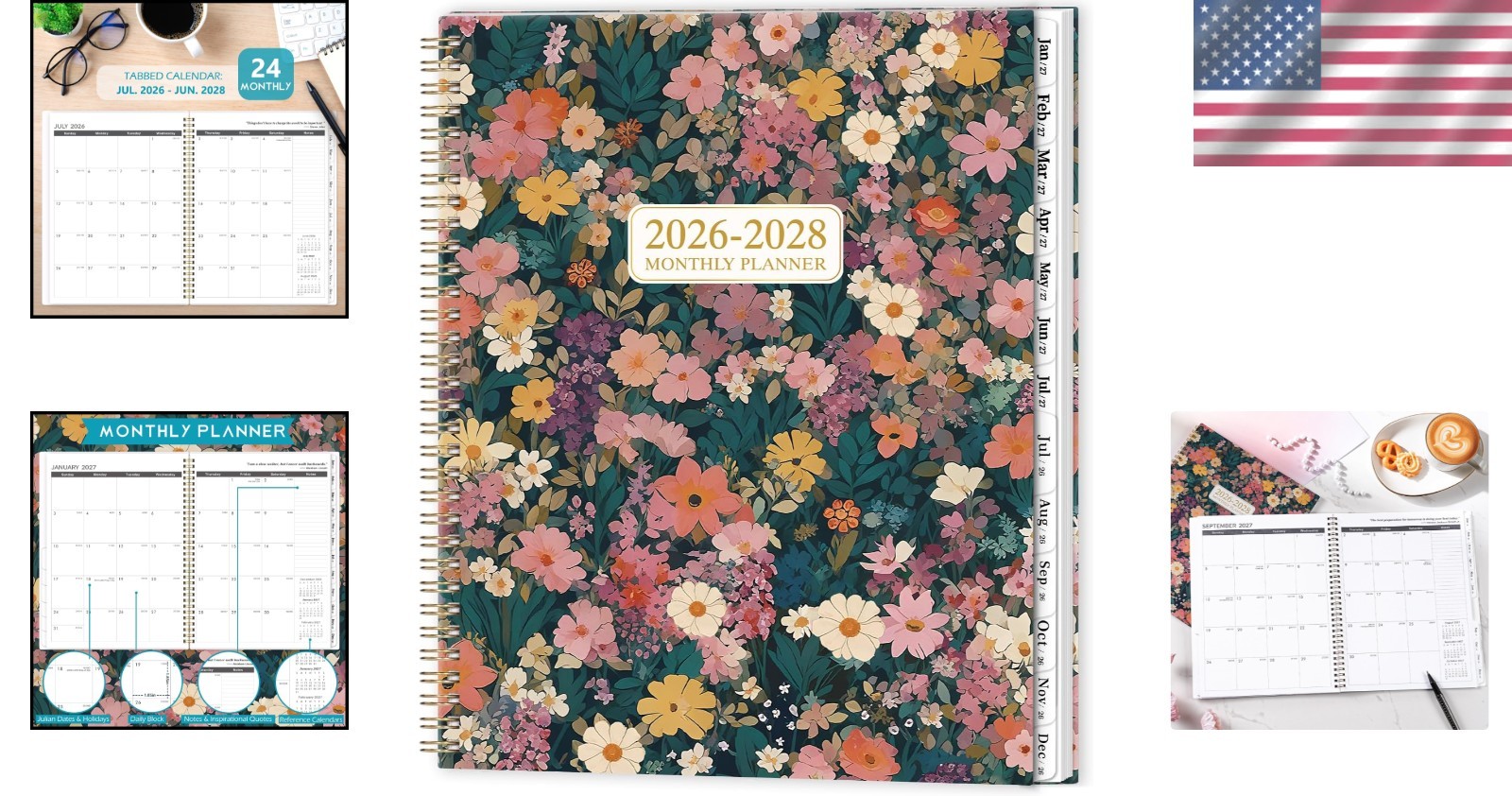 2026-2028 Inspirational Monthly Planner with Thick Paper & Twin-Wire Binding