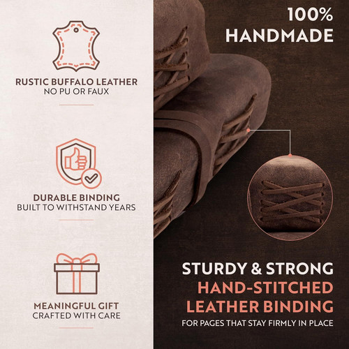 moonster Leather Journal with Embossed Heart Shape – Non 8″ x 6″, Brown