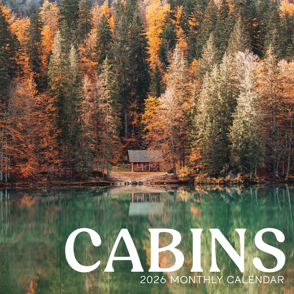Cabins Calendar 2026 | 12″ x 24″ 12 Month Calendar | Marble City Press