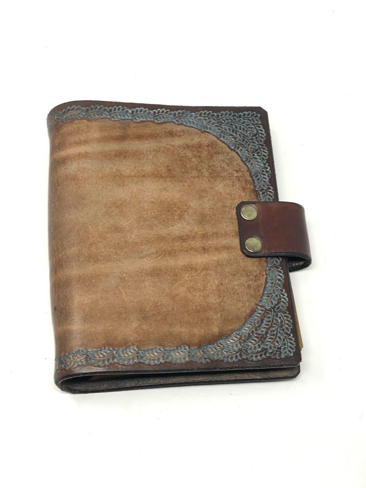 Handcrafted Genuine Leather Bound Journal Leaf Border Paper 50 Pages