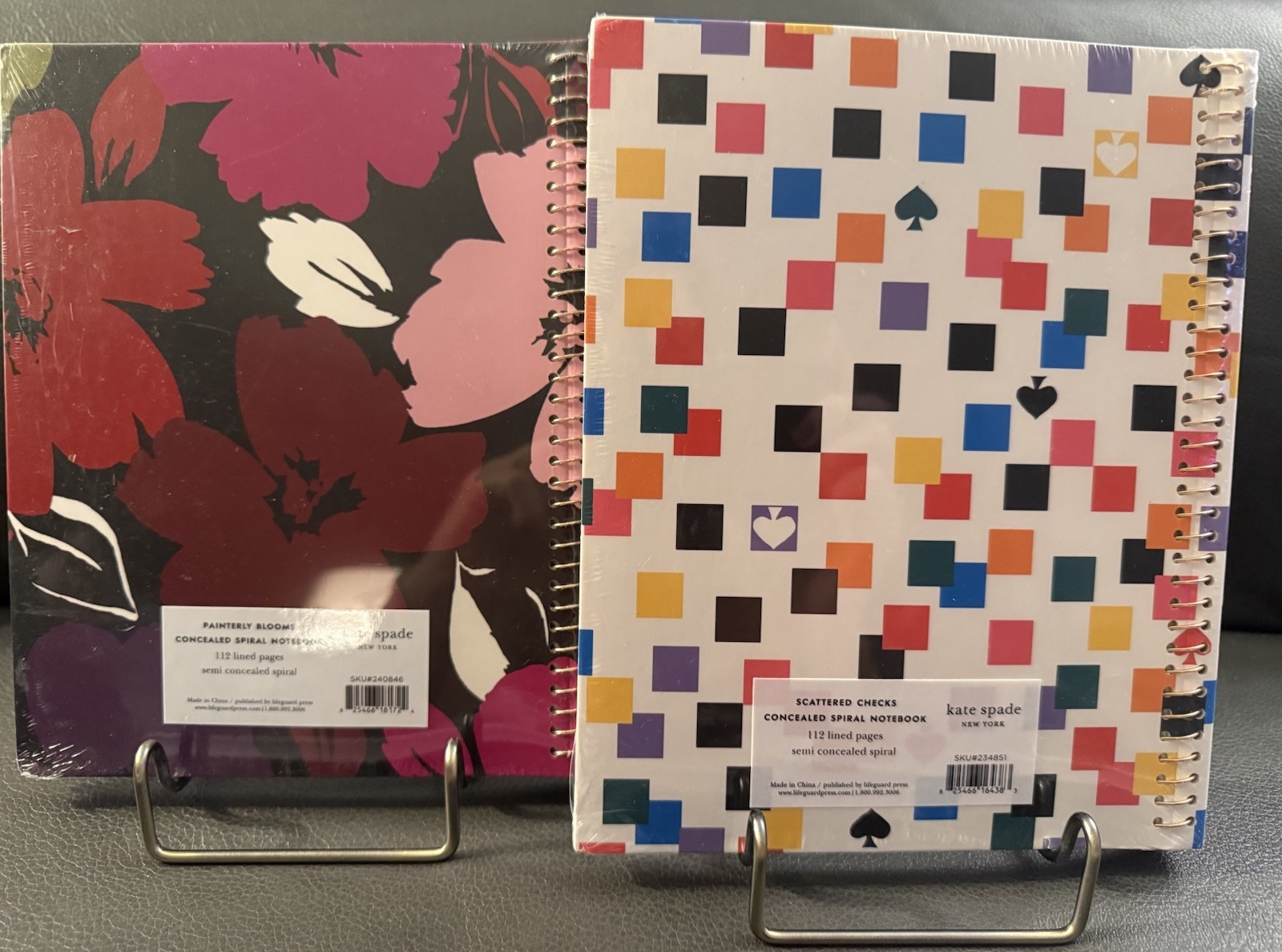 4-NWT Kate Spade New York Semi Concealed Spiral Notebooks 2 Patterns Lined Pages