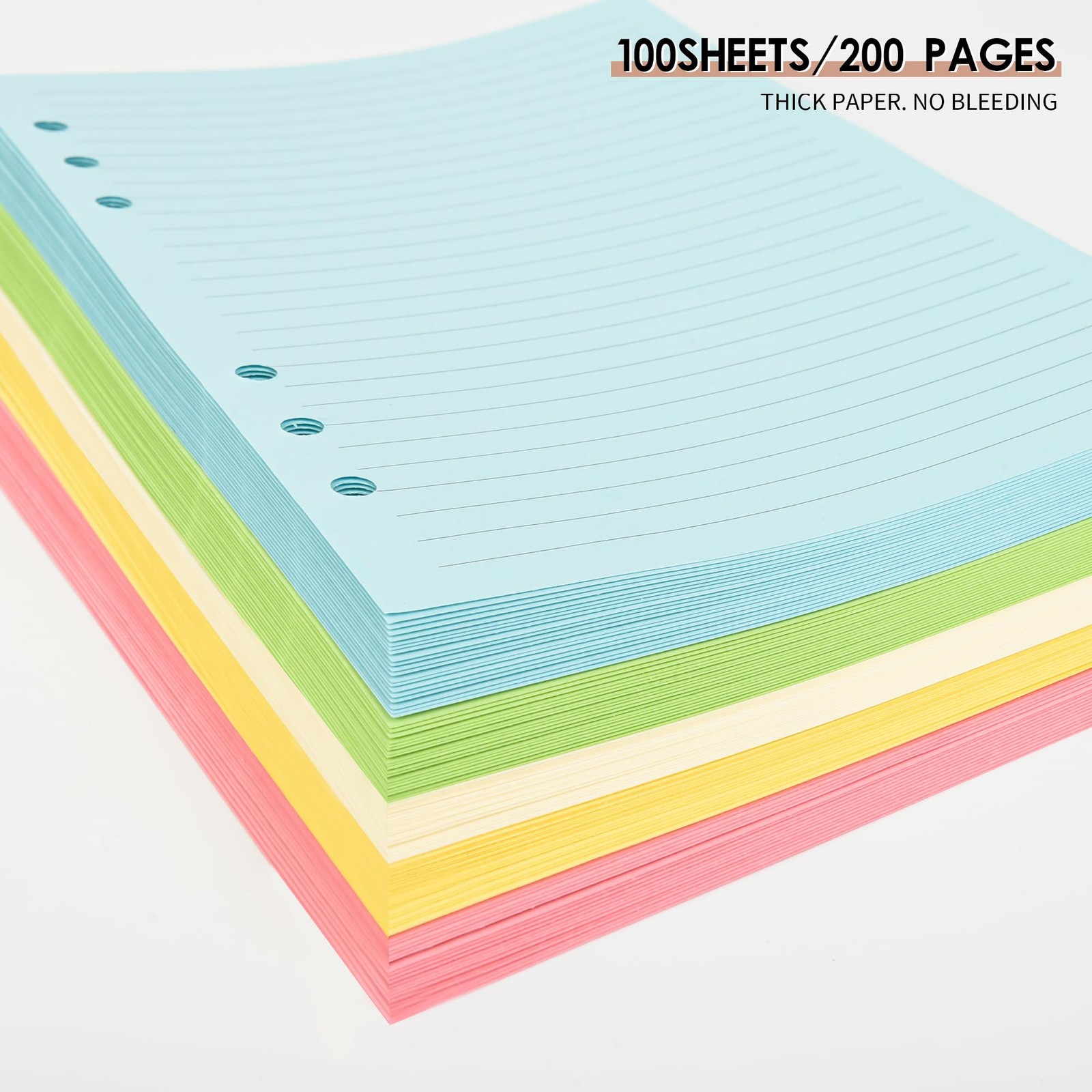 Lined Refill Paper 2 Pack A5 Colorful Ruled Journal Fillers 100 Sheets 200 Pages