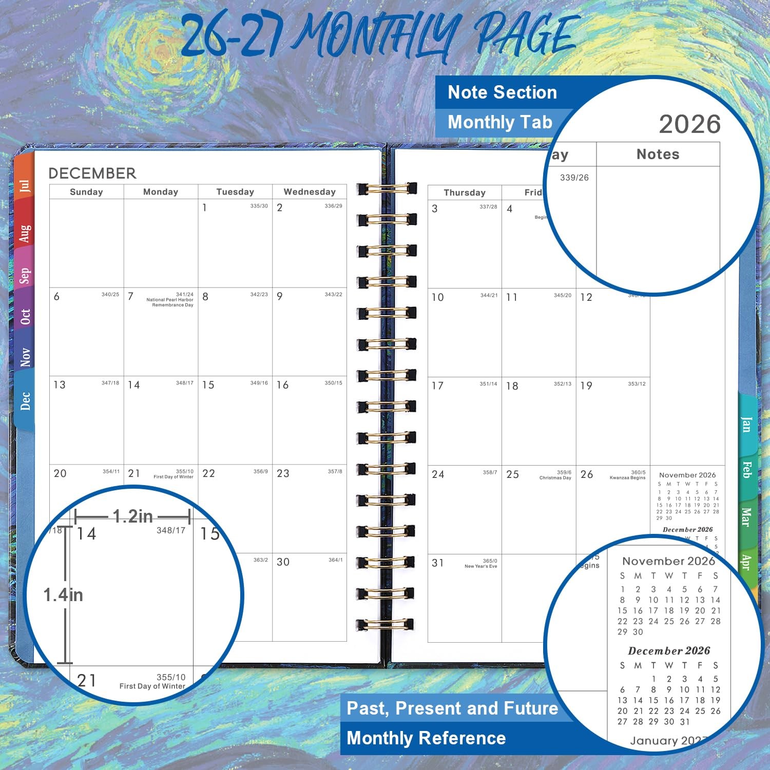 2026-2027 Planner – Jul.2026 – Jun.2027, Weekly ＆ A5, Blue with Starry Night
