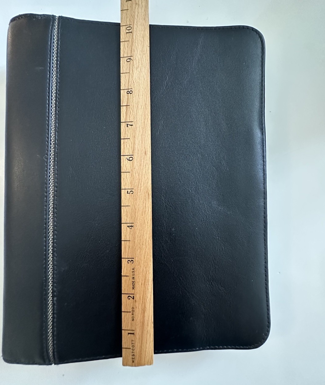 Vtg Franklin Covey Blk Full Grain Leather Planner Organizer 7 Ring Binder Zipper