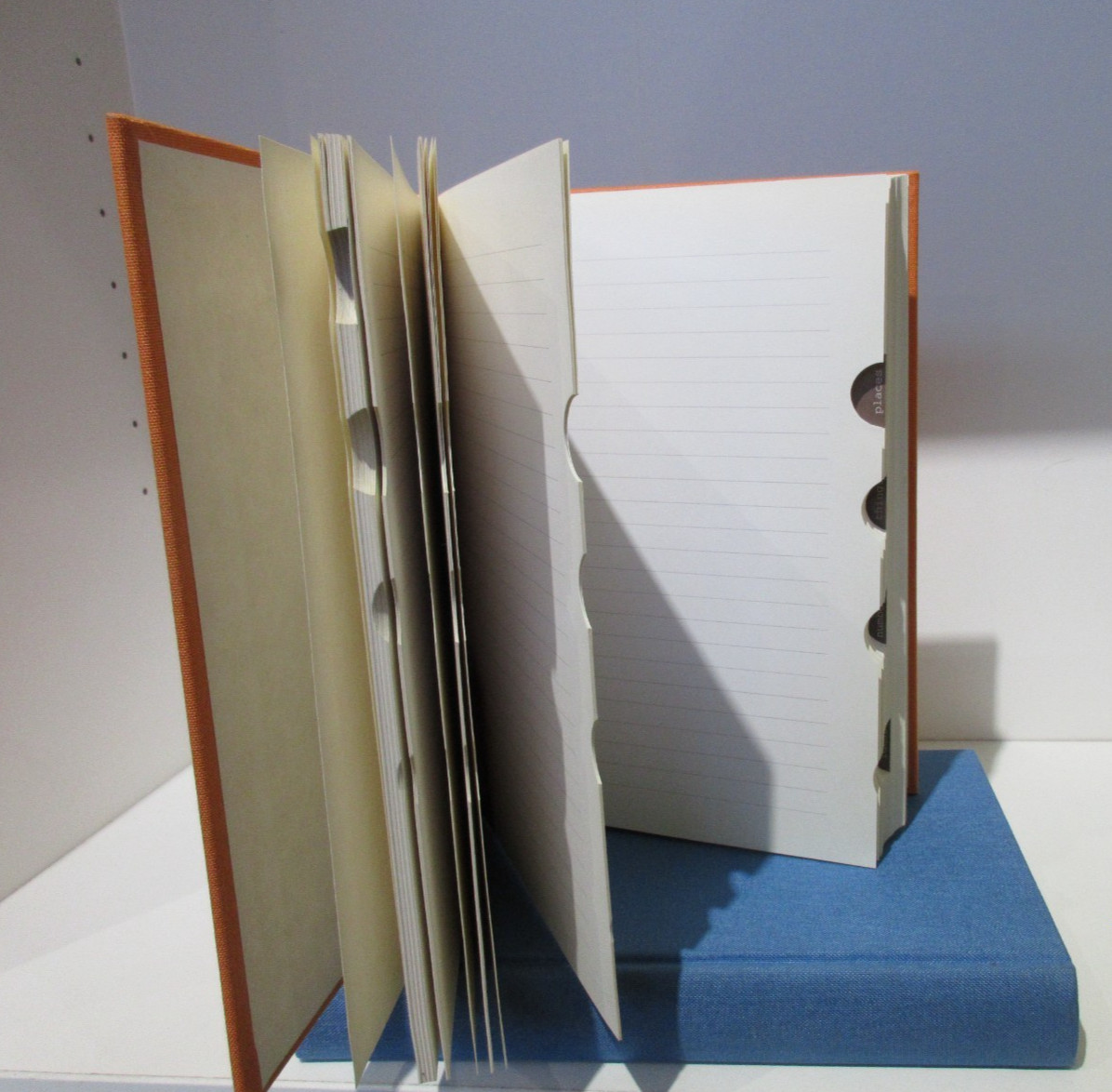 Notebook 6×8″ Lined Pages w Tabs Fabric Cover Hardcover Graphic Image Orange