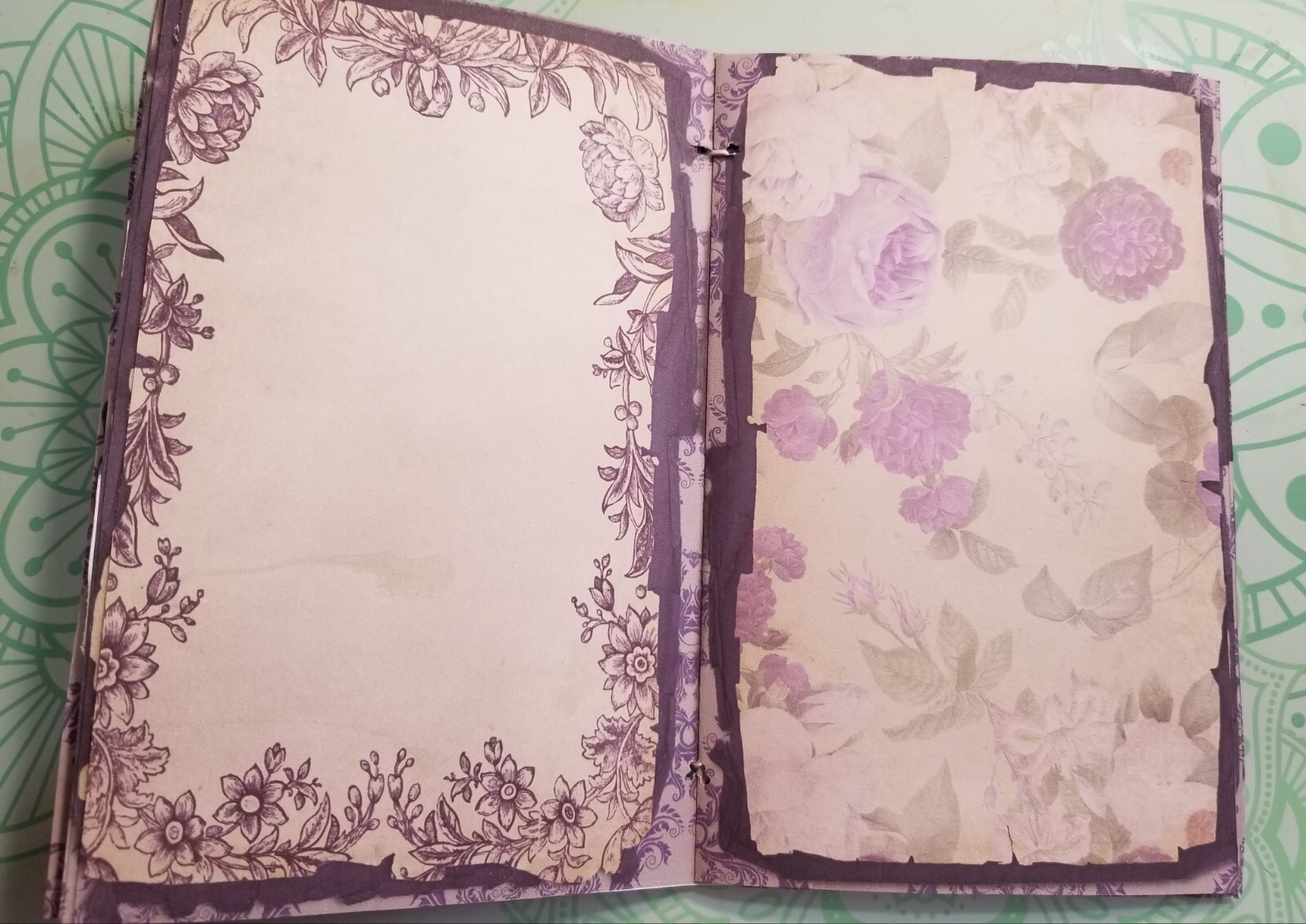 Junk Journal Booklet “LILAC & LAVENDER” HANDMADE Pockets, Cards, Tags, Ephemera