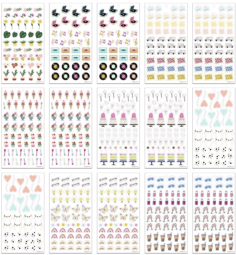 Happy Planner EVERYDAY ICONS Pretty Pastel Stickers Pack – 1466 Pieces Mambi