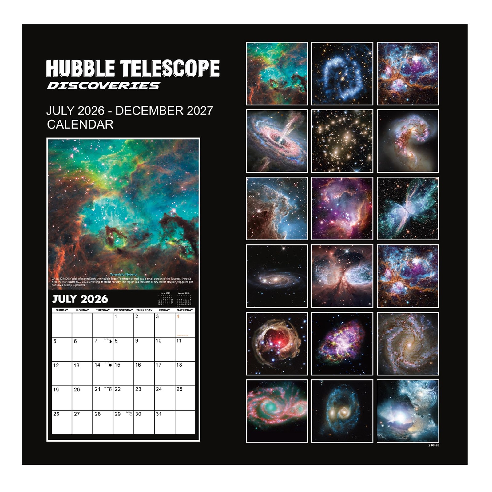 2026-2027 Wall Calendar – Hubble Telescope 12″ x 24″, Dark