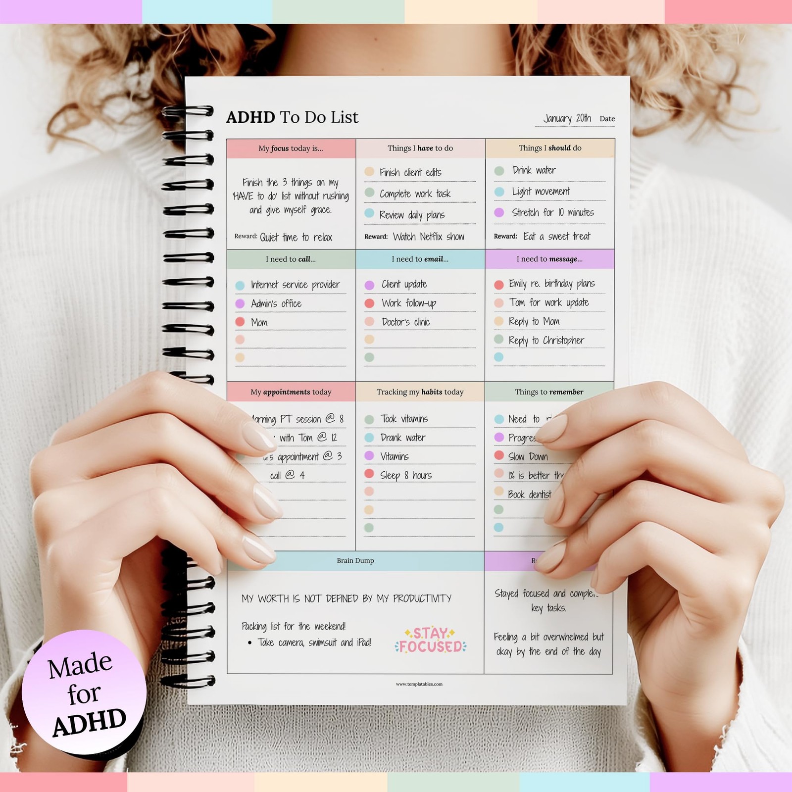 Adhd Daily Planner To Do List A5 – Focus & Productivity Task Manager | 100 Pages