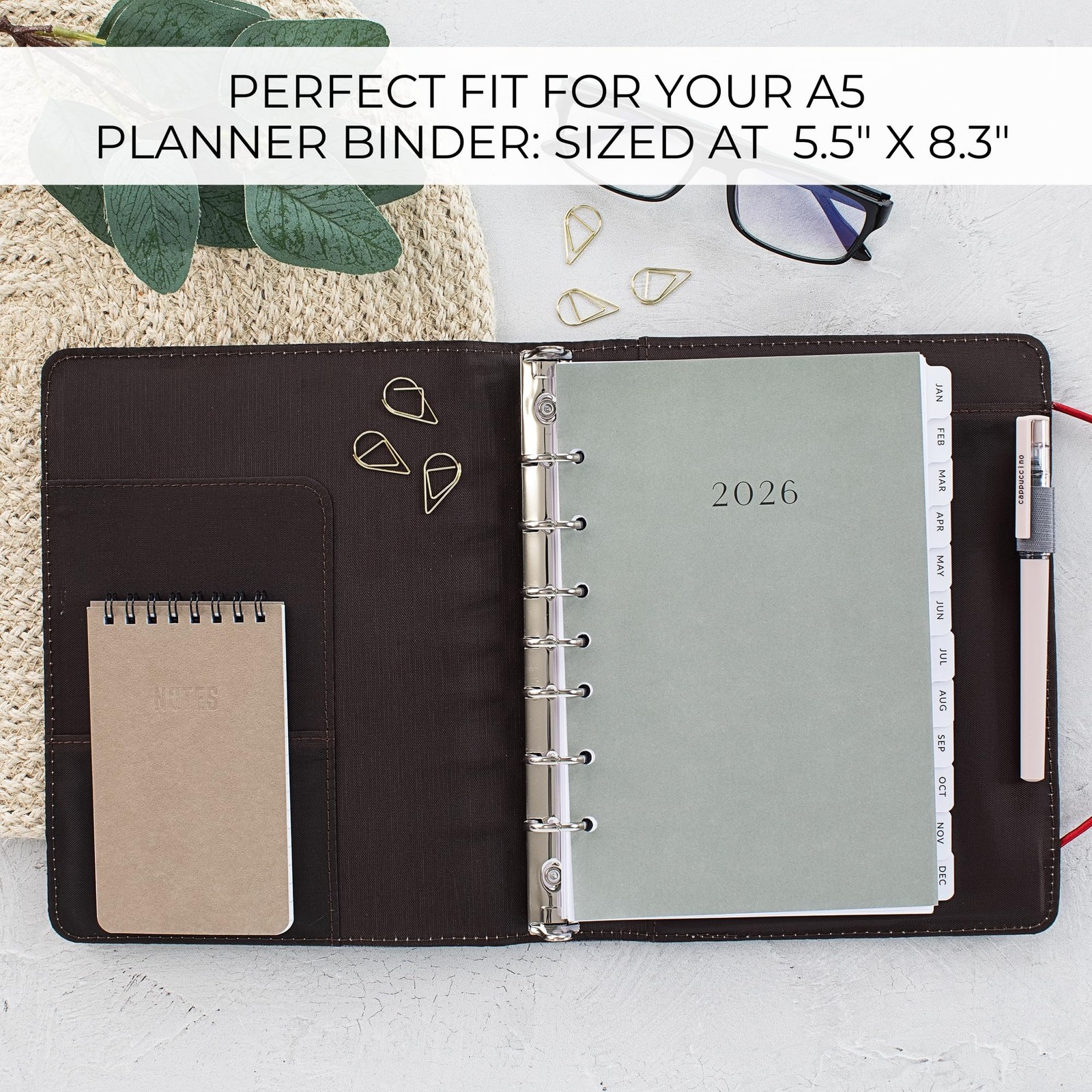 2026 A5 Daily Planner Refill Inserts for 7 Ring Binder Monthly Calendar Tabs …