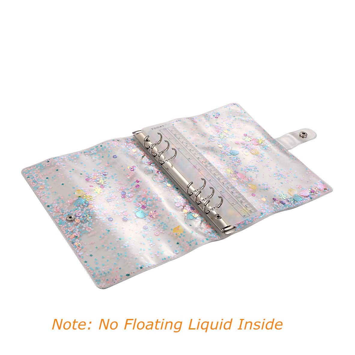 SICCOMA A5 6-Ring Loose Leaf Binder Cover PVC Glitter A5, Confetti-Pink