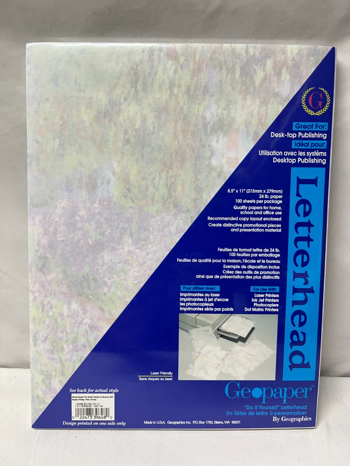 Letterhead paper By Geographics Impressionistic 100X 8 1/2 X 11 New
