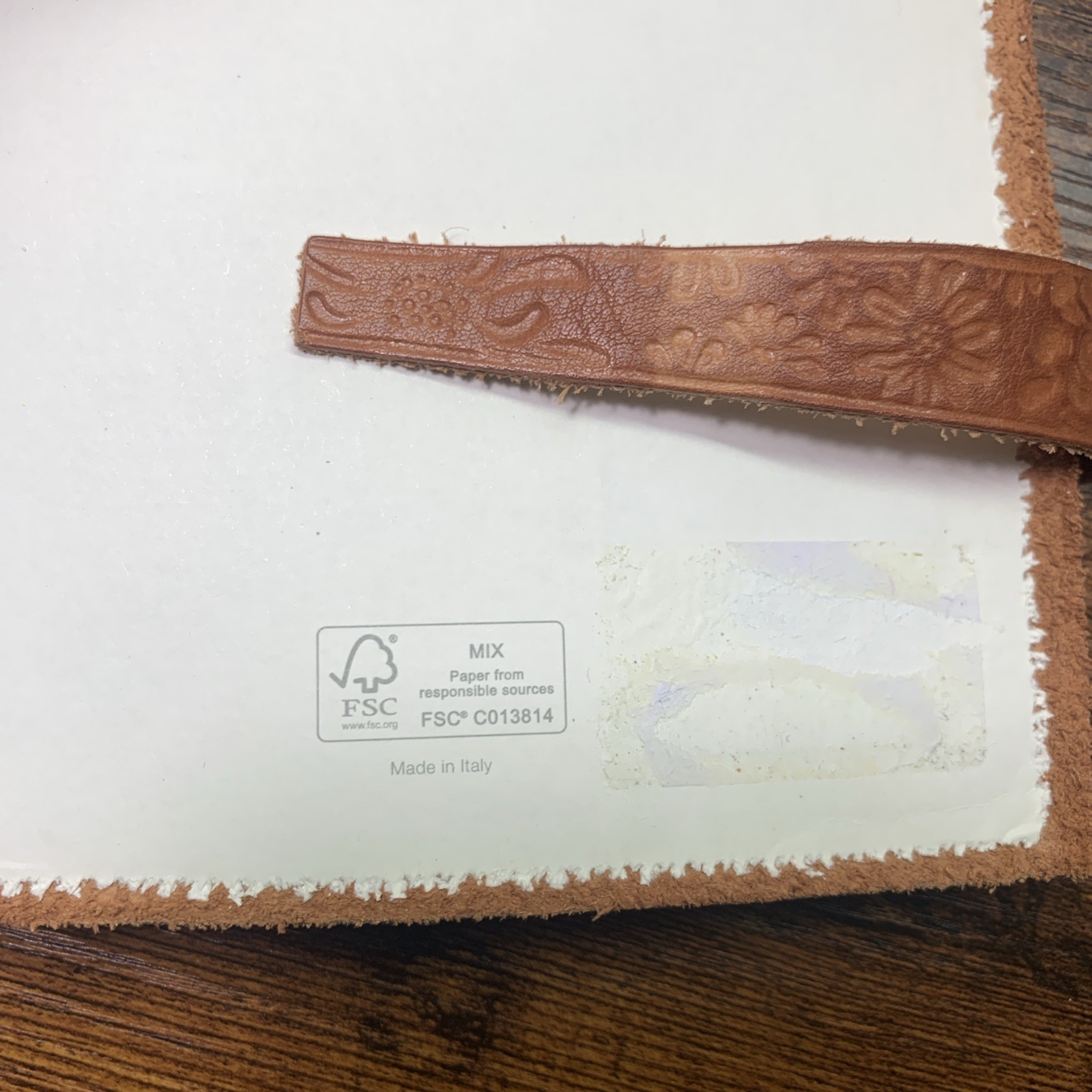 Leather Floral Embossed Journal Notebook with Straps Made in Italy