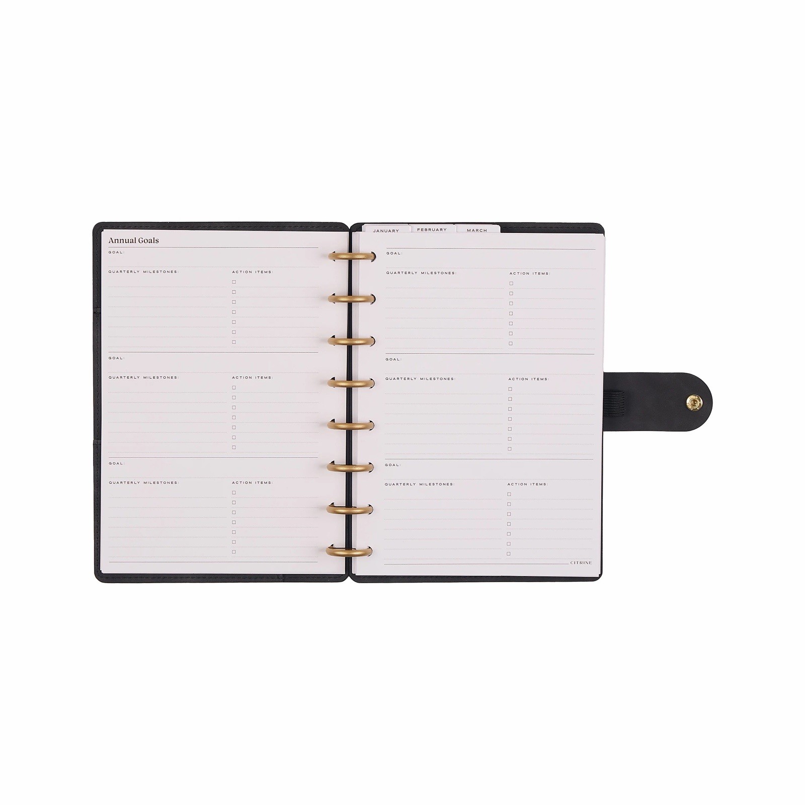 Blue Sky Citrine 2026 Calendar Planner Weekly New Year Faux Black Suede Ribbon