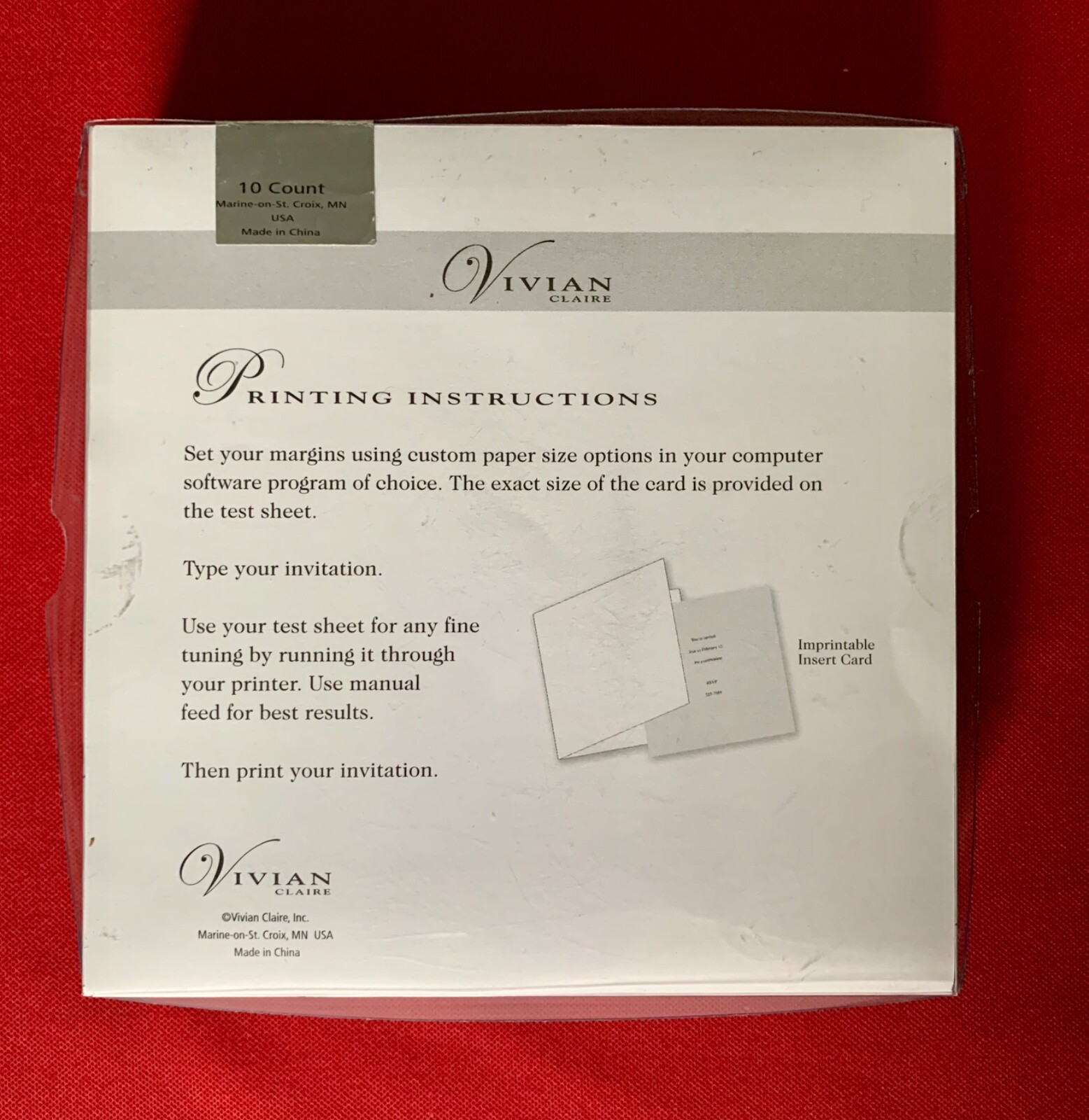 Vivian Claire Invitation Cards High Heel Shoe Raised Design 10 Count 1 Pattern