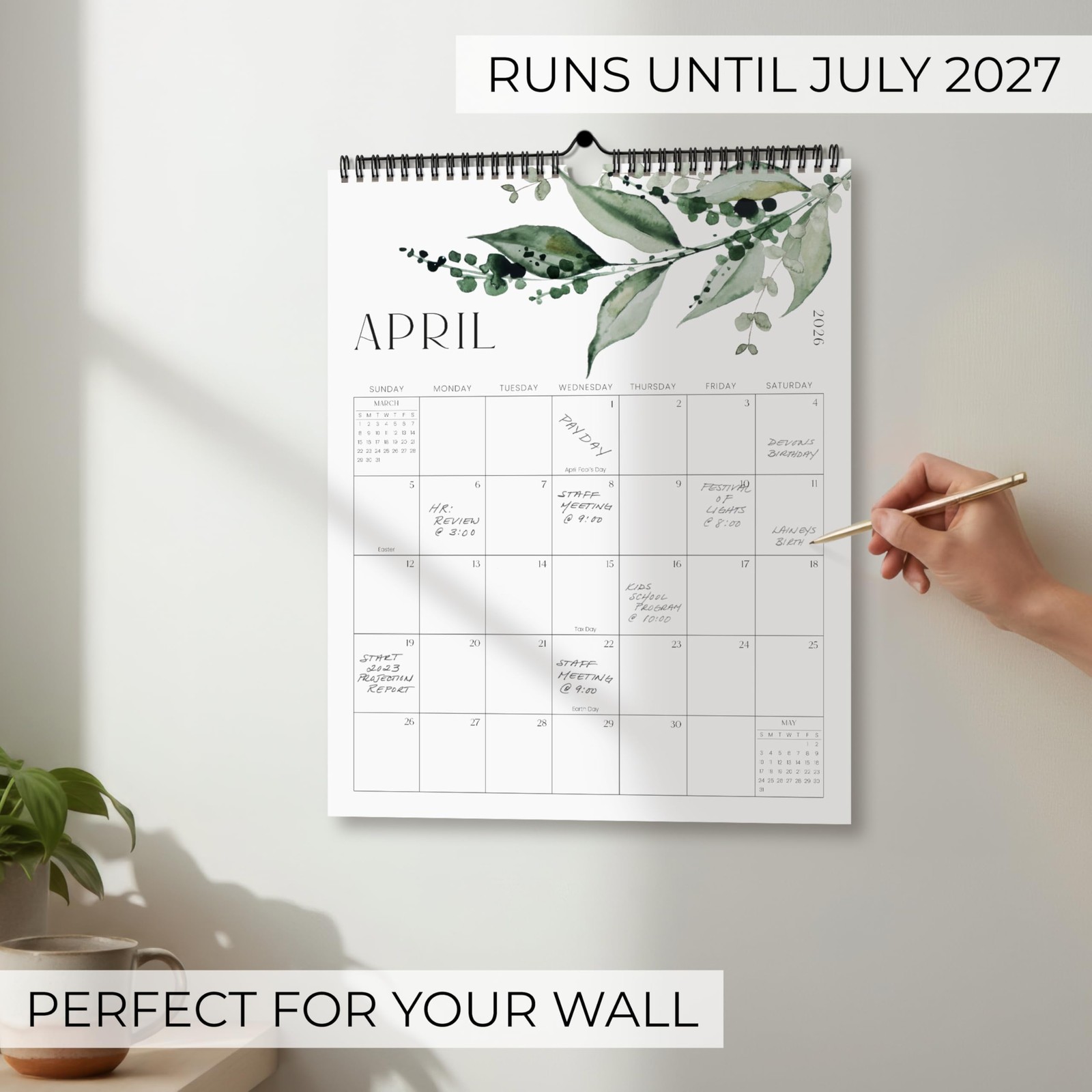 Aesthetic 2026-2027 Wall Calendar – Runs From June 2026 Until December 2027