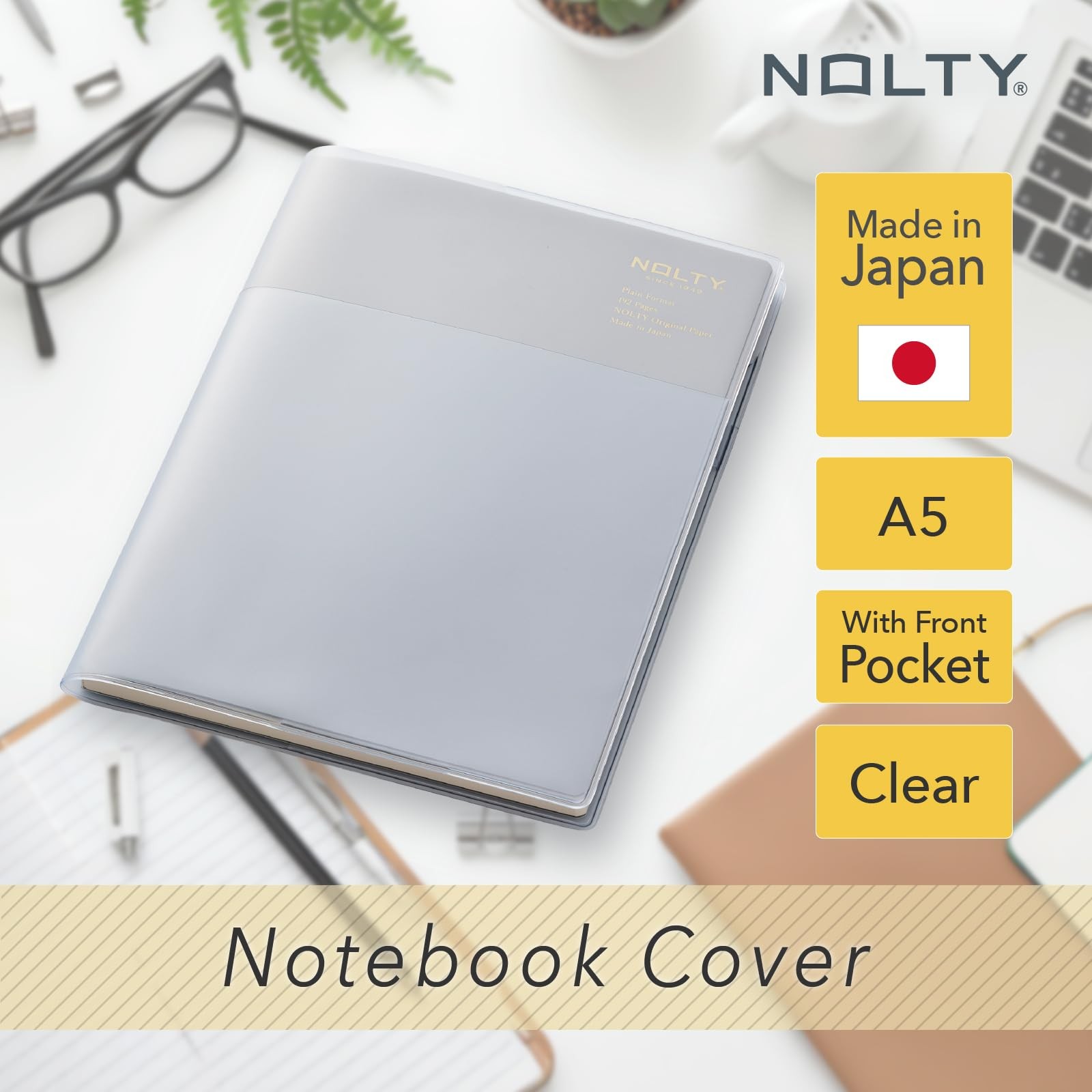 A5 Clear PVC Notebook Cover with Pocket, NBC01