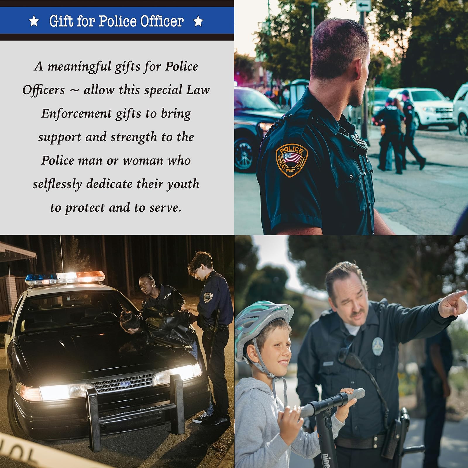 Police Officer Gifts for Men, Prayer 5.7 x 8.4 inches, Blue