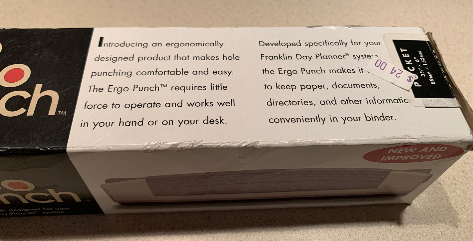 The Ergo Punch for Franklin Day Planner Pocket 6 Hole Punch 3 1/2″x 6″ Excellent