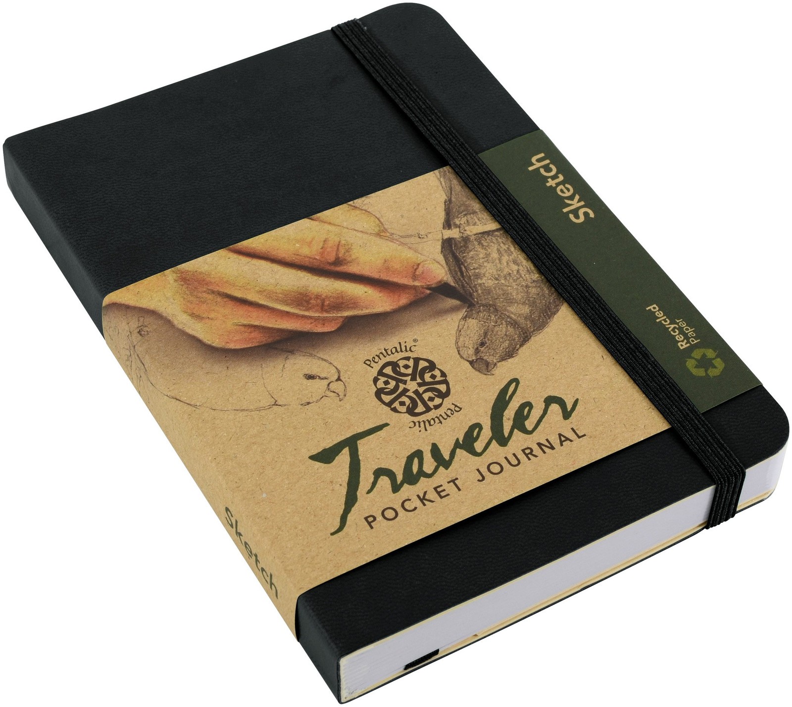 Pentalic 4″ x 6″ Pocket Sketchbook Traveler 4-inch x 6-inch, Black, Black