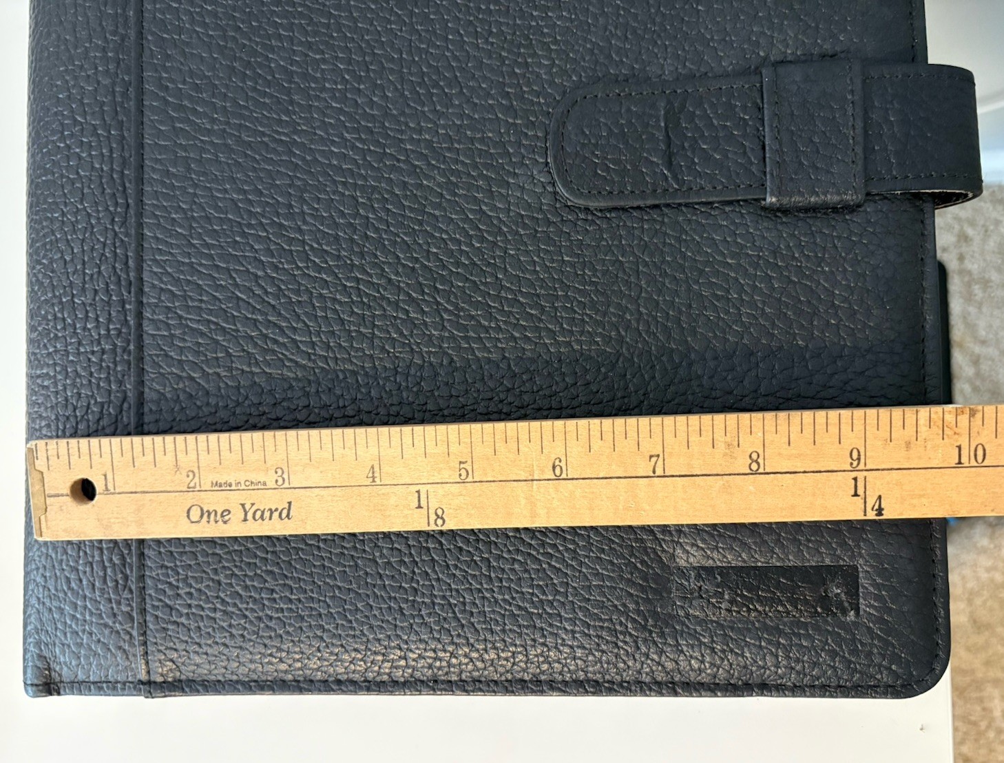 Vintage Day Timer Planner Binder Cover Black Pebbled Leather 7-Ring Memo Pad