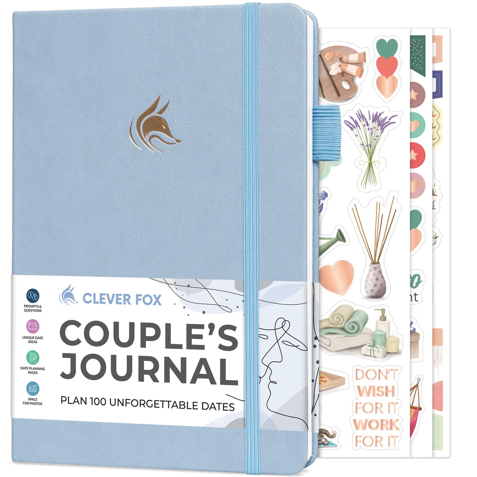 Clever Fox Couple’s Journal – Couples Date A5 (5.8” x 8.3”), Periwinkle