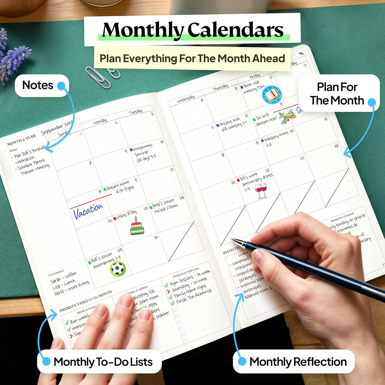 Purpose Planner Notebook A5 5.8”x8.3” Undated 2026 Daily Weekly and Monthly Prod