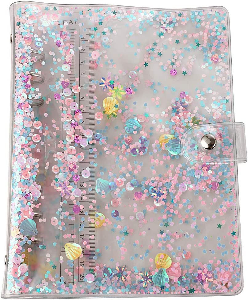SICCOMA A5 6-Ring Loose Leaf Binder Cover PVC Glitter A5 Planner Cover