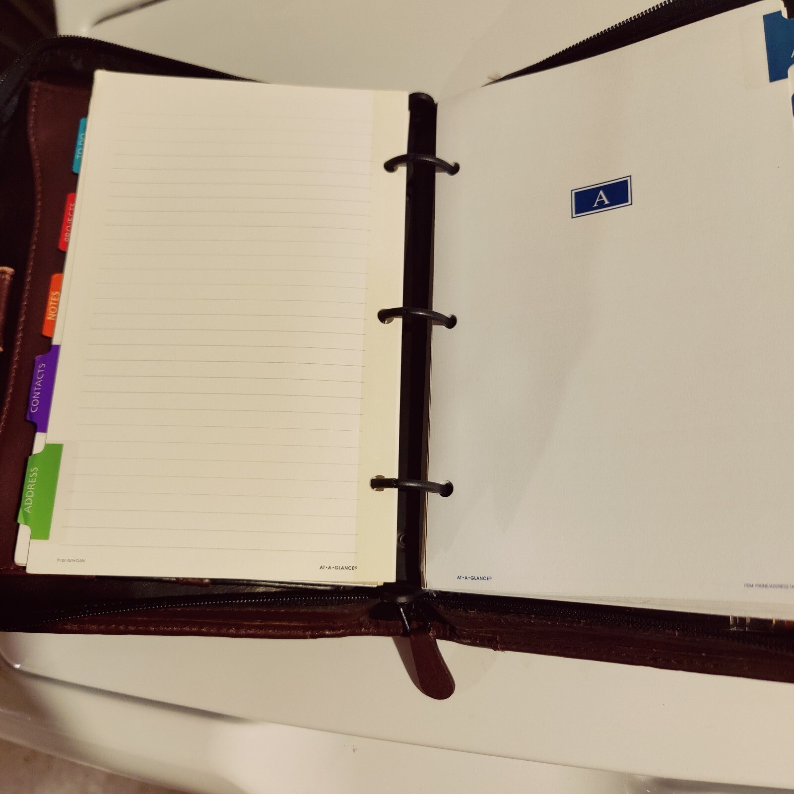 Blank* Vintage Day Planner Address Book Faux Leather Burgundy Time Systems