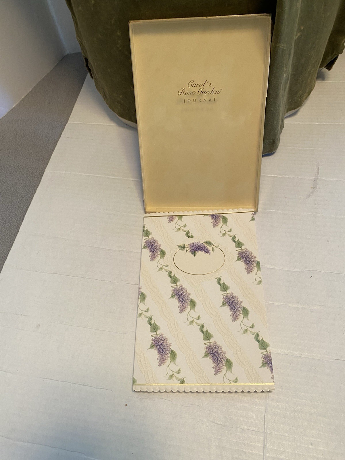 Vtg 90s Cottage Core Blank Lined Journal In Original Box Purple Lilac Pages NOS
