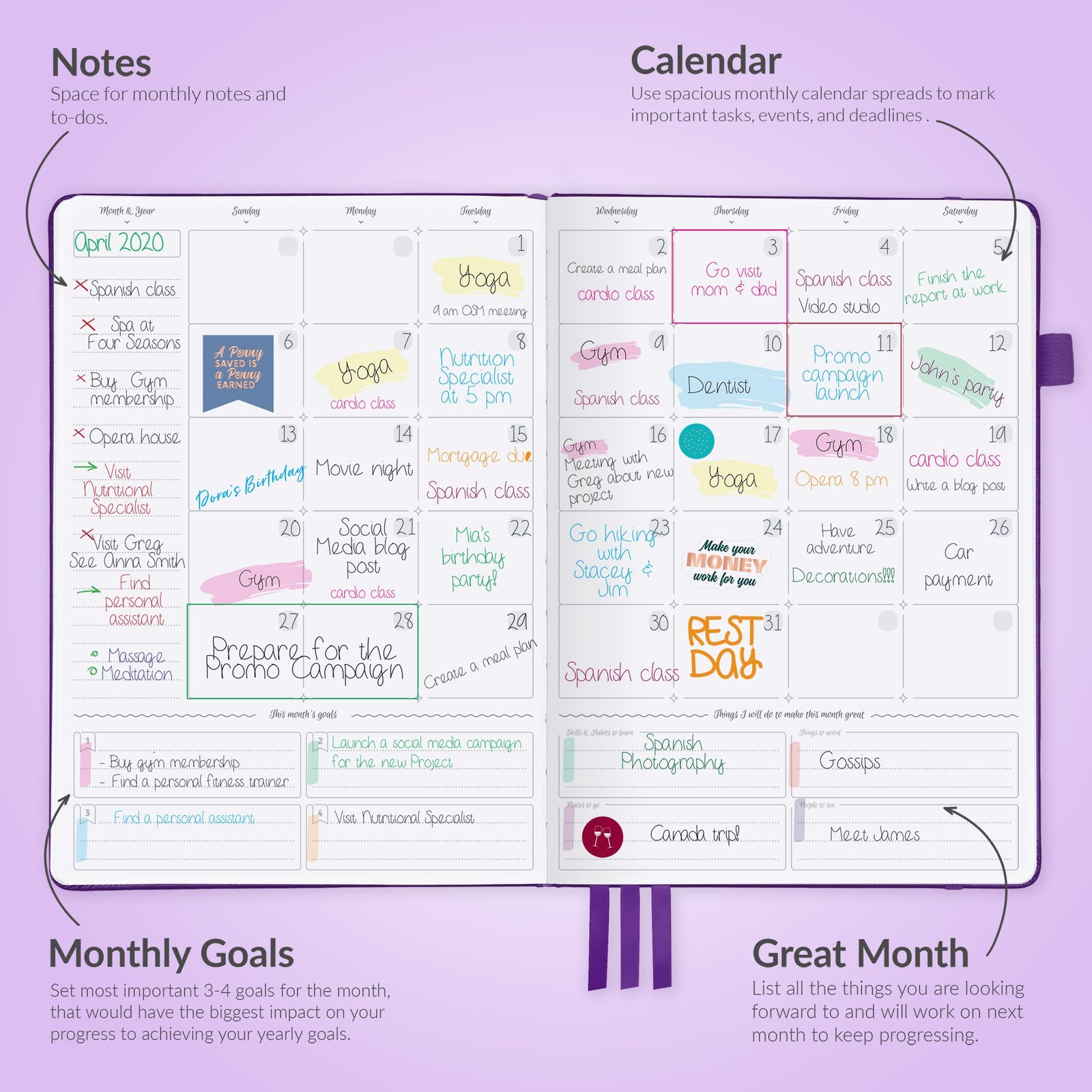 Planner – Undated Horizontal Layout Weekly Planner and Organizer + Budgeting …