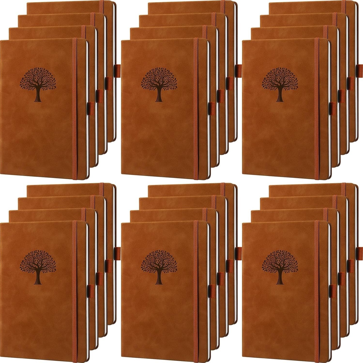 24 Pack Leather Notebooks Journals Bulk A5 5.7 x 8.3 Inches Hard Cover Writing