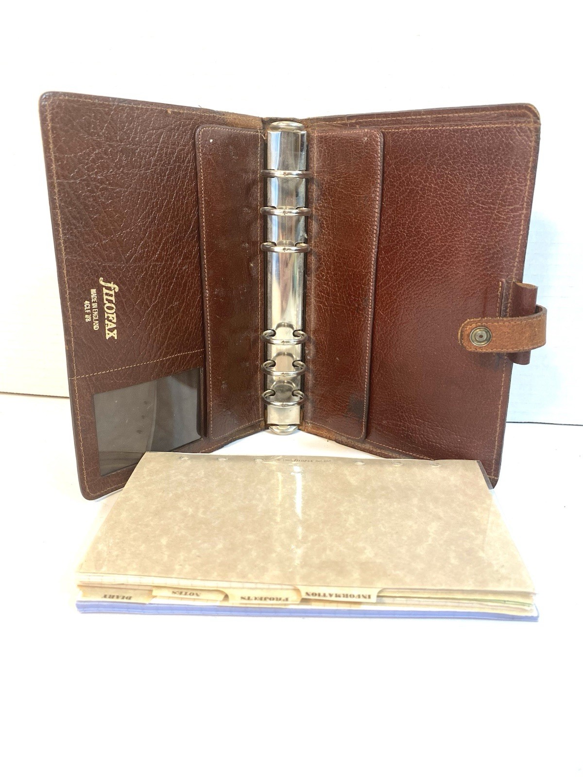 Vtg FILOFAX 4CLF 7/8 Winchester Brown Leather Organizer 6 Ring Binder