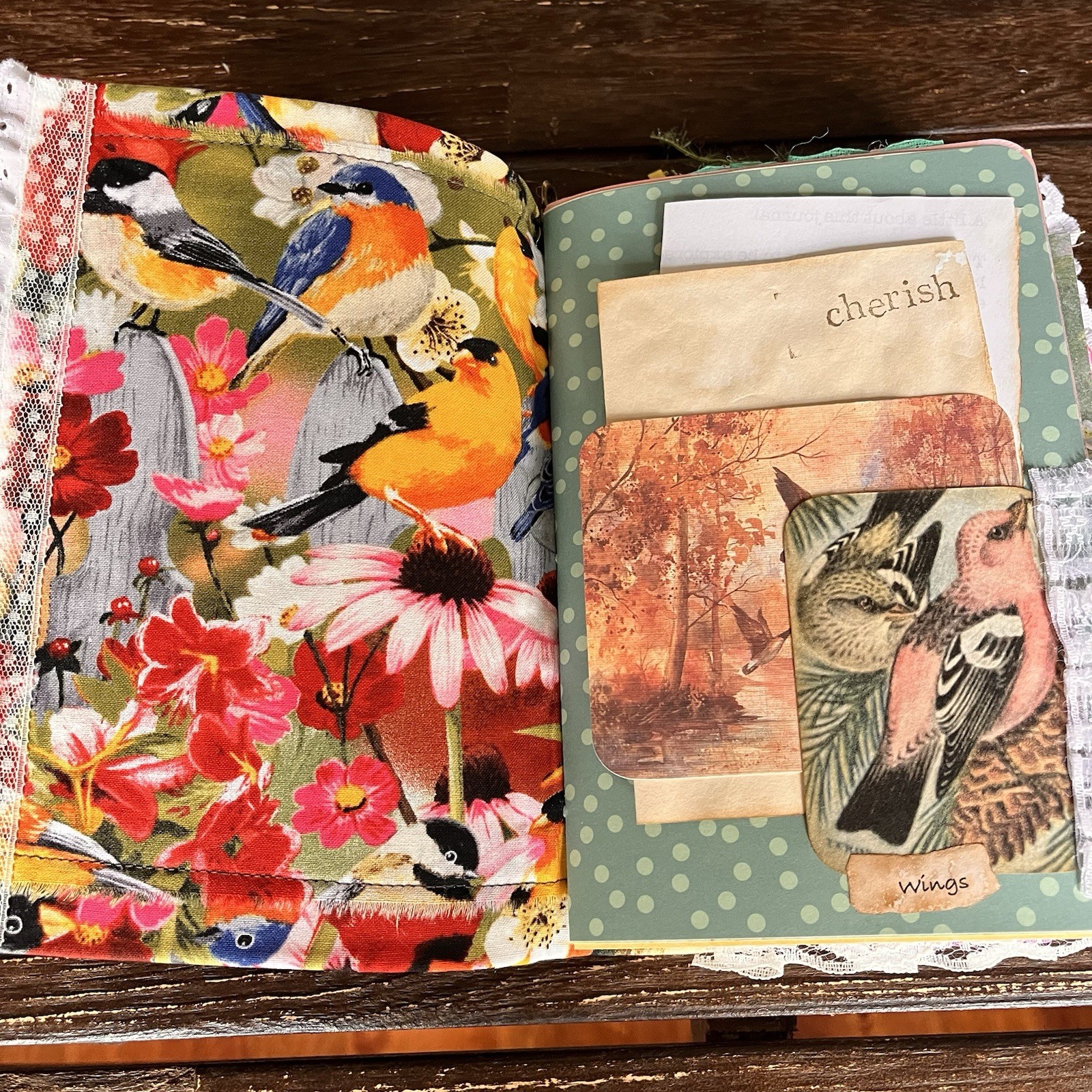 Bird Themed Junk Journal 3 Signatures Softcover Decorated Floral Colorful