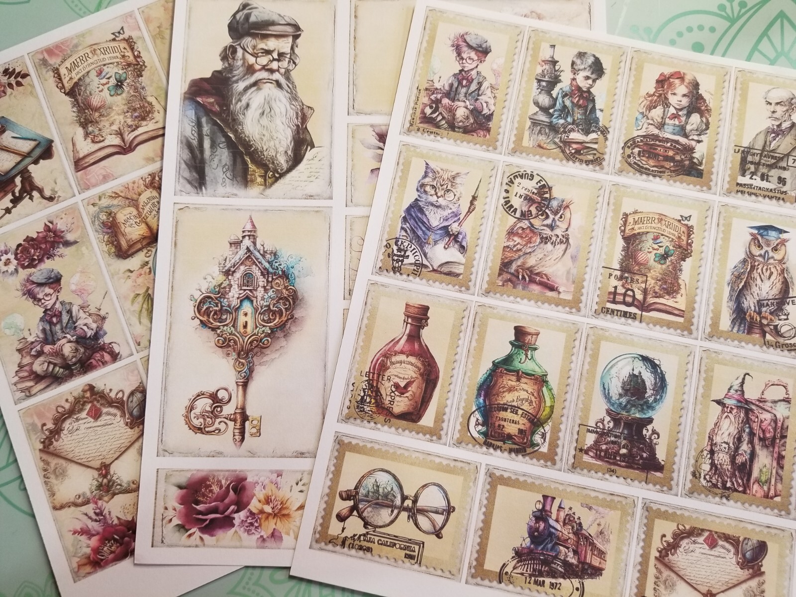 Junk Journal Booklet “WIZARD SCHOOL” Vintage HANDMADE Cards, Pockets, Ephemera,