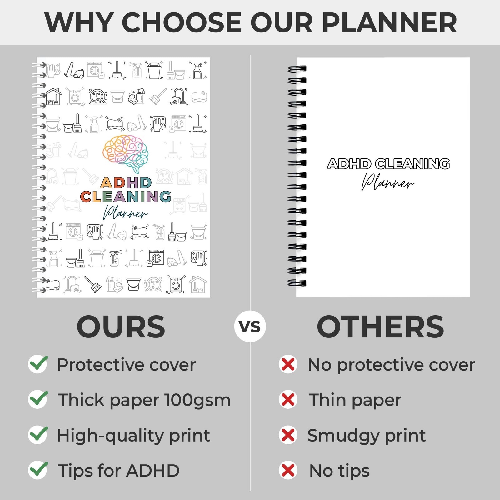 ADHD Cleaning Planner for Adults and Teens, Clean 1 Pack, Multi-colored
