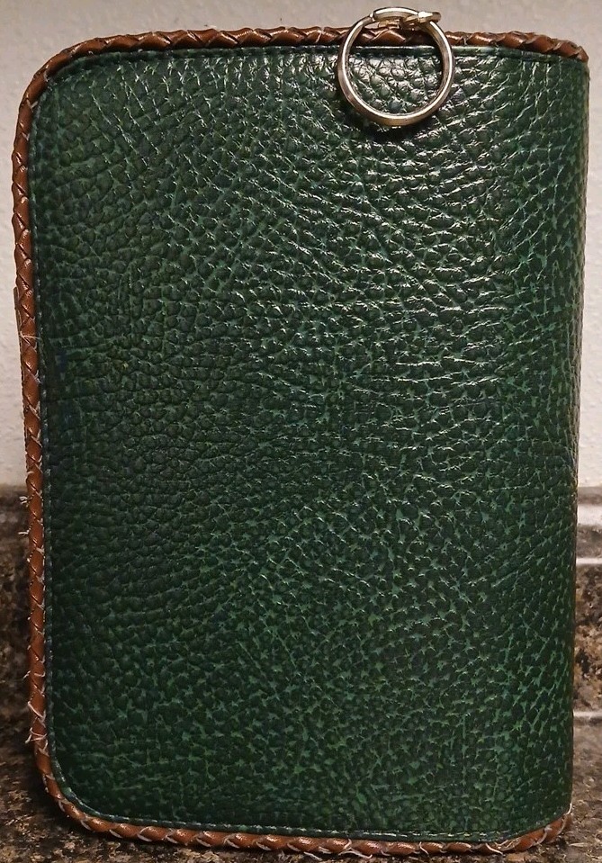80’s 90’s Faux Leather Boho Color Block 6 Ring Planner Organizer w/ Wallet-8×6