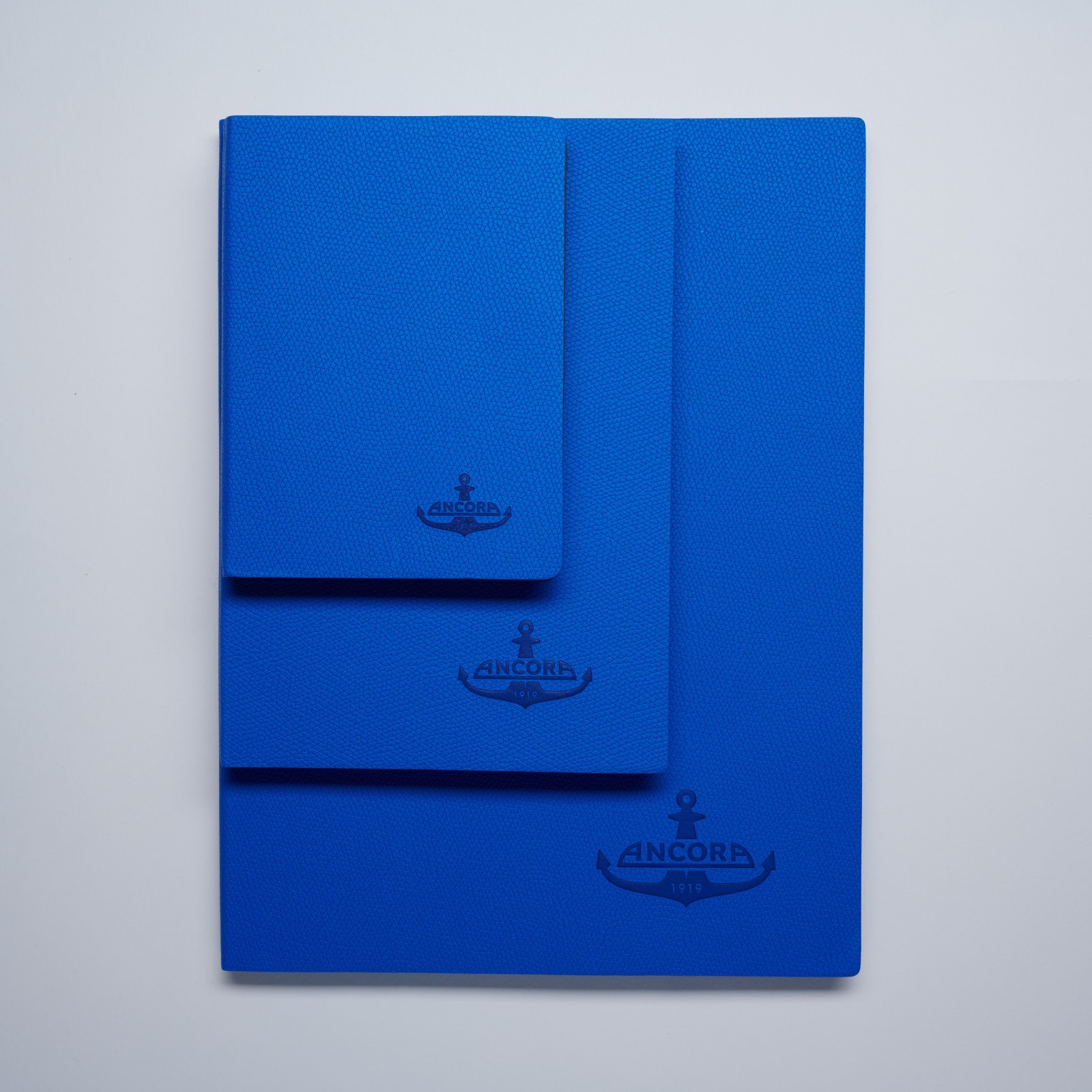 Ancora ROYAL AZUR colour Italian Luxury Leather set of 3 Notebooks ( A6, A5, A4)